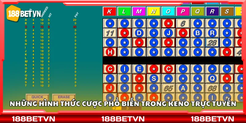 Những hình thức cược phổ biến trong Keno trực tuyến